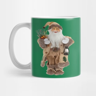 Vintage Style Santa Claus Wearing Brown Suit Vector Art Mug